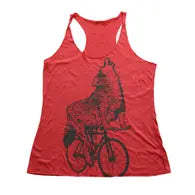 Wolf On a Bicycle Racer Back Tank