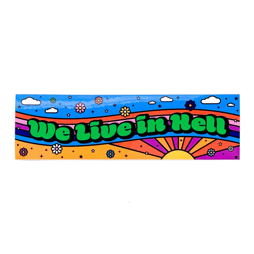 We Live In Hell Retro Psychedelic Vinyl Sticker