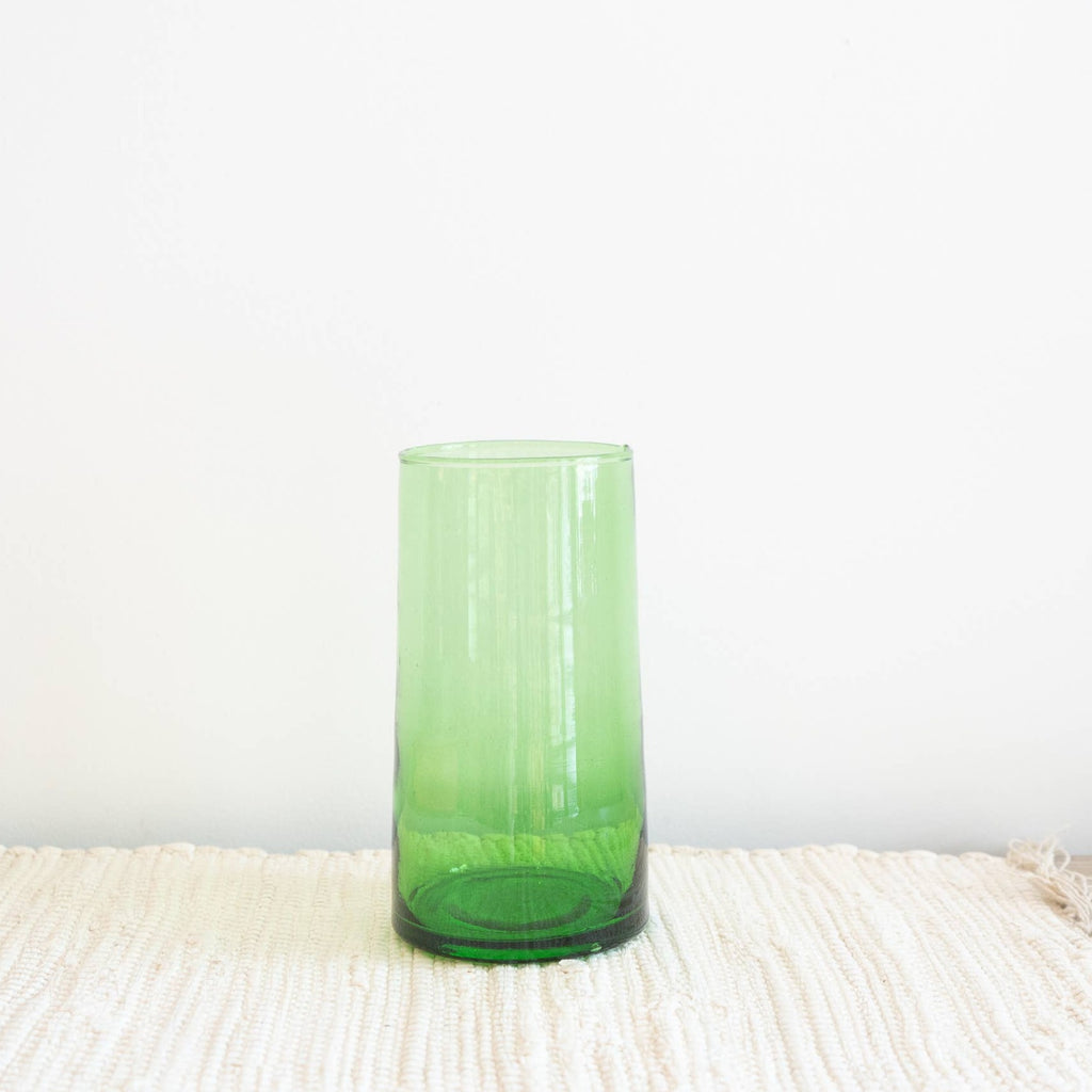 Green Handmade Recycled Glass Cone Vase