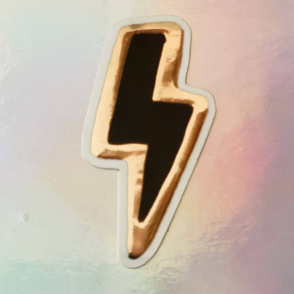 Metallic Gold Vinyl Lightning Bolt Sticker