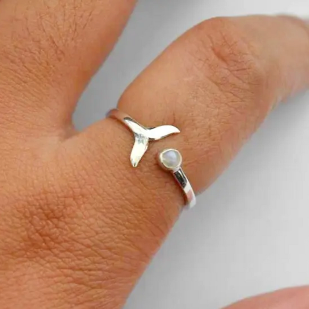 Bali Moonstone Whale Tail Ring