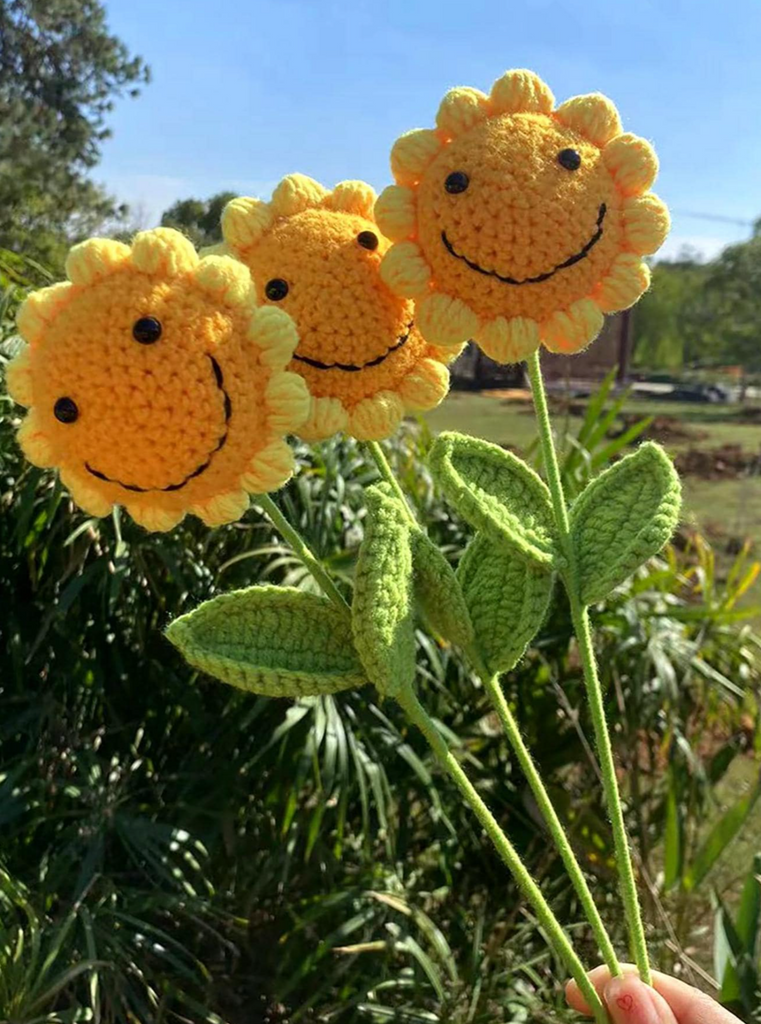 Crochet Happy Sunflower Faux Stem