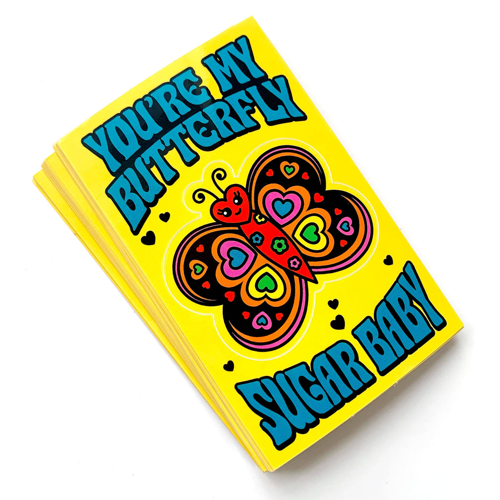 Butterfly Sugar Baby Valentine's Day Vinyl Sticker Card