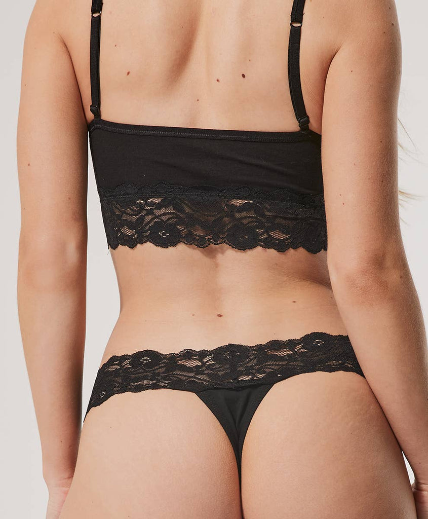 Organic Cotton Lace Thong Western View