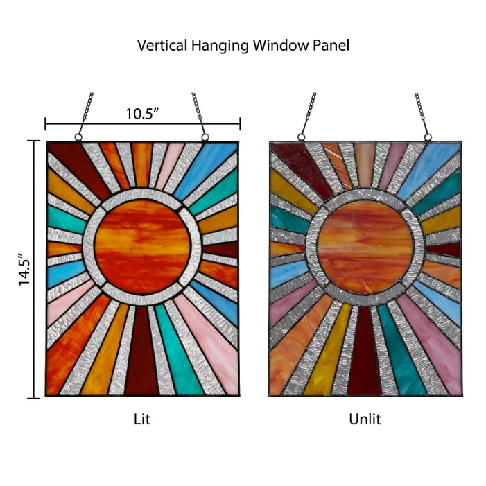 Sunburst Stained Glass Window Panel