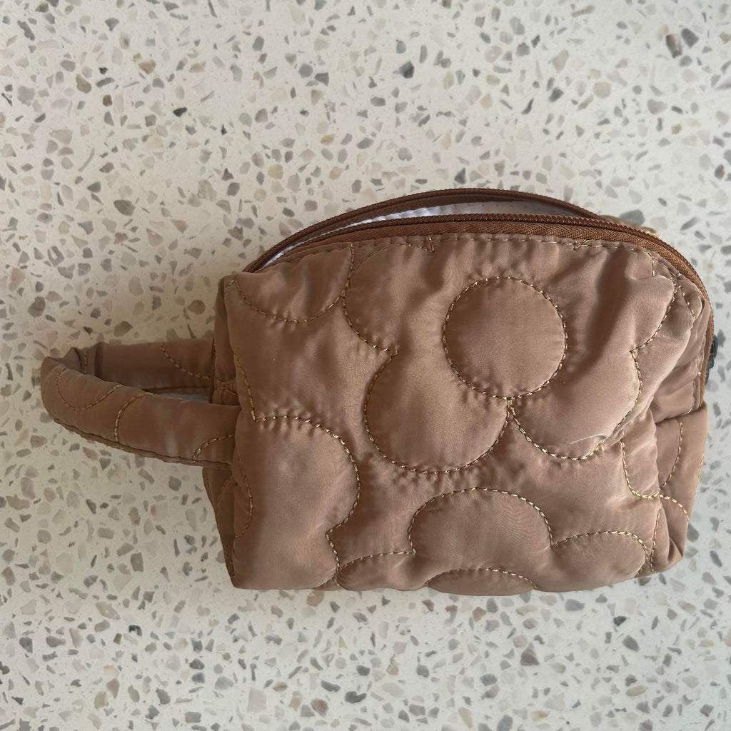 Brown Puffy Flower Pouch