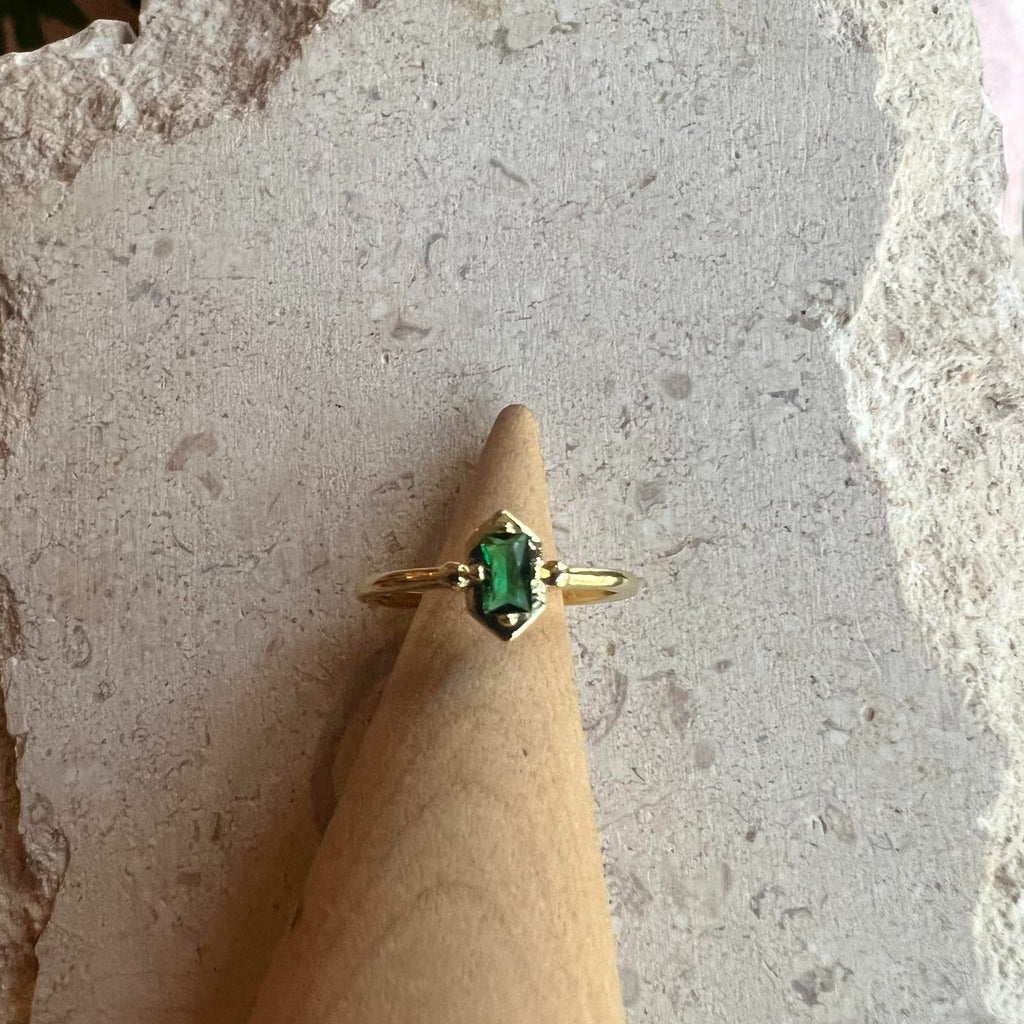 Gold Emerald Stone Ring