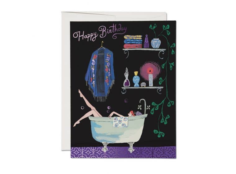 Bathtub Bubbles birthday greeting card