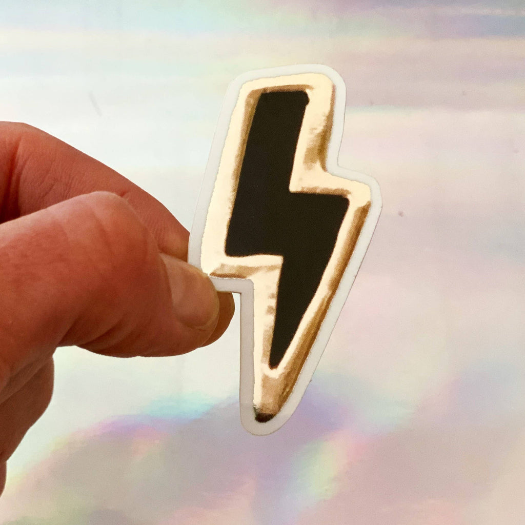 Metallic Gold Vinyl Lightning Bolt Sticker