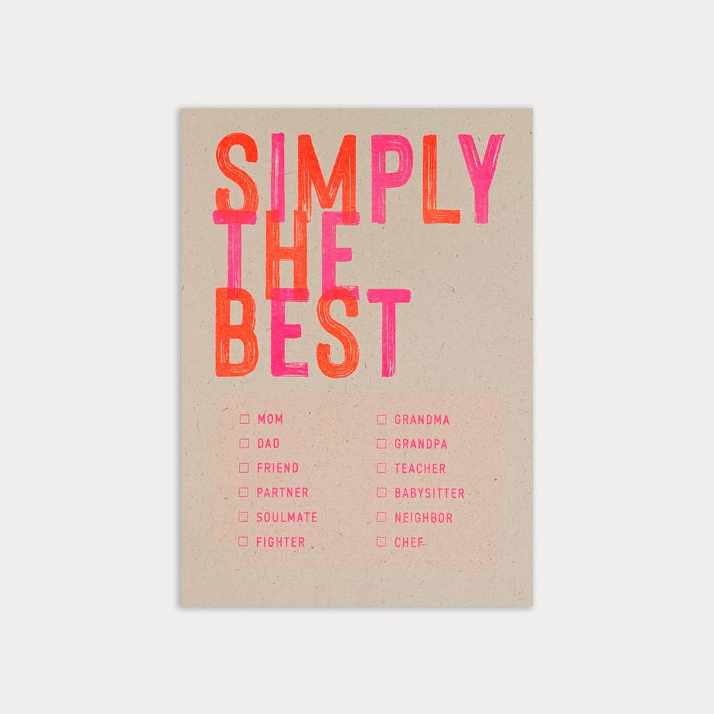 Simply The Best Check Off Risography Postcard