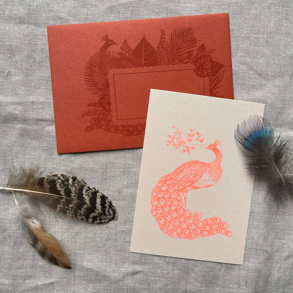 Peacock Eco Risography Blank Card