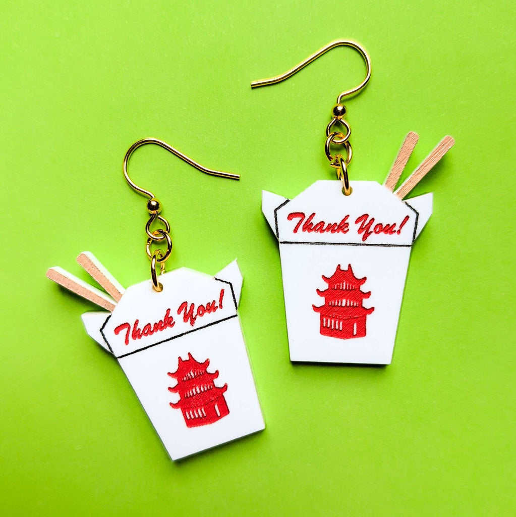 Chinese Takeout Box Earrings