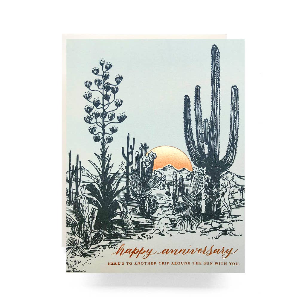 Cactus Sunset Anniversary Greeting Card