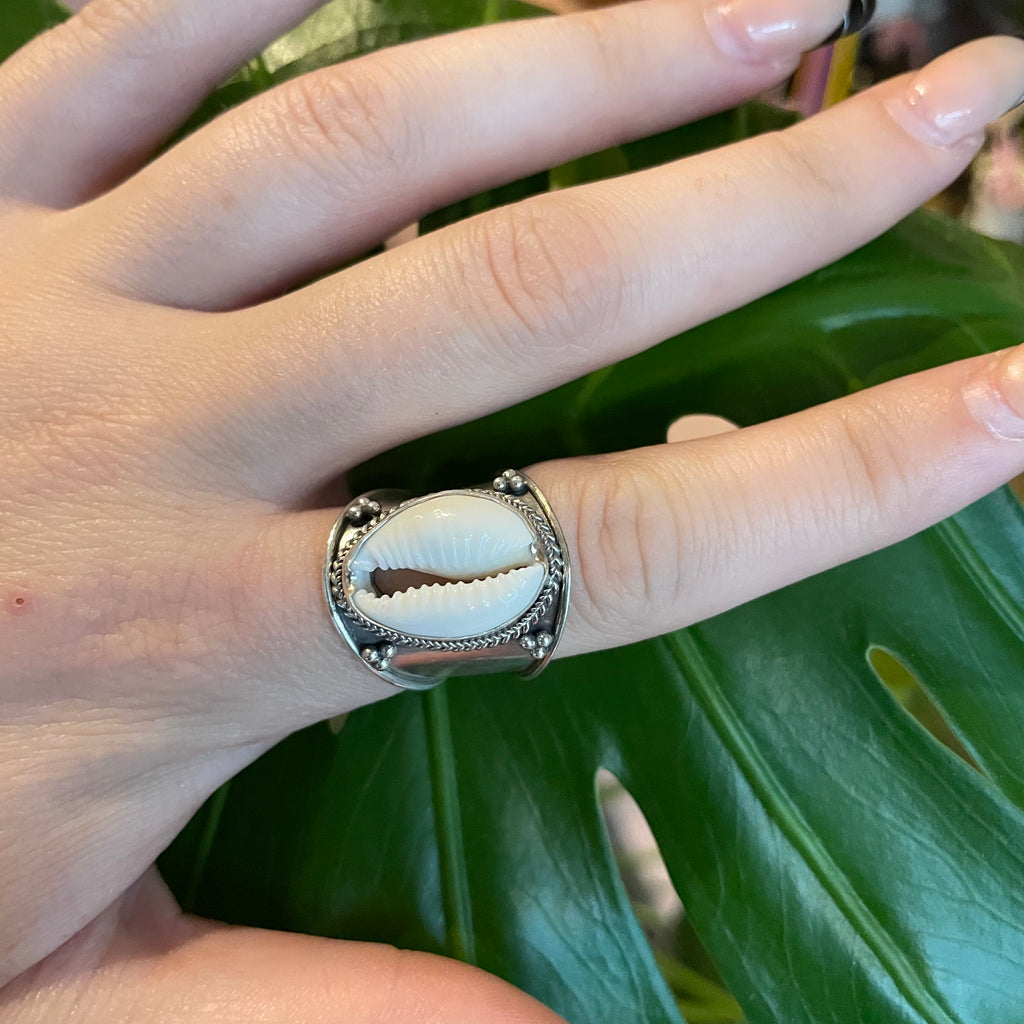 Cowrie Shell Bali Ring Thick Band